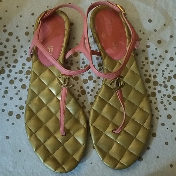 CHANEL Shoes - Chanel sandals coral and gold size 39c